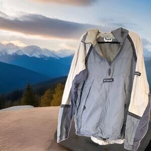 Vintage 90s Columbia Colorblock Windbreaker Partial Zip Jacket Mens Size XL